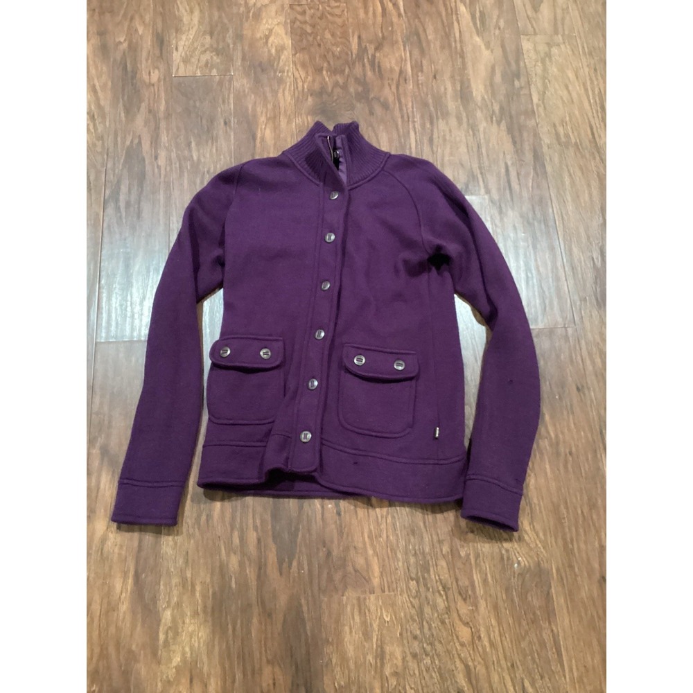Kuhl Jacket Womens M Burgundy Wool Sweater Knit Button Zip SPY